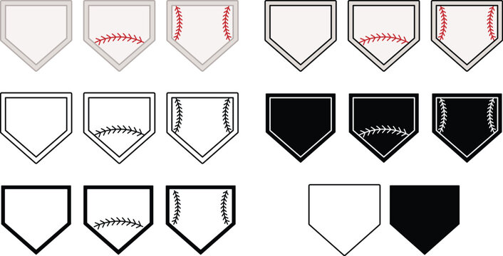 Home Base Plate Baseball Clipart - Outline, Silhouette & Color  Sign Label Templates