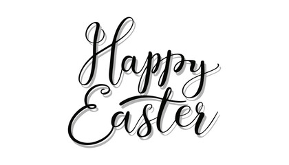 Happy Easter black linear lettering with swooshes. Hand drawn elegant modern vector calligraphy. Design for holiday greeting card and invitation of the happy Easter day. Greeting card text template.
