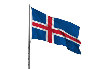 Waving Iceland country flag, isolated, white background, national, nationality, close up