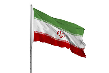 Waving Iran country flag, isolated, white background, national, nationality, close up