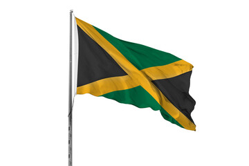 Waving Jamaica country flag, isolated, white background, national, nationality, close up
