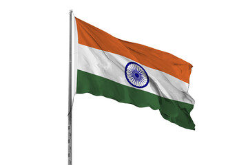 Waving India country flag, isolated, white background, national, nationality, close up