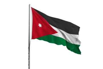 Waving Jordan country flag, isolated, white background, national, nationality, close up