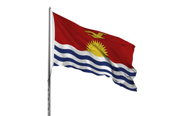 Waving Kiribati country flag, isolated, white background, national, nationality, close up