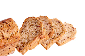 Pieces of bread isolated on white background