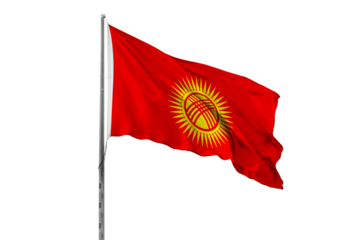 Waving Kyrgyzstan country flag, isolated, white background, national, nationality, close up