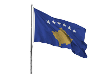Waving Kosovo country flag, isolated, white background, national, nationality, close up