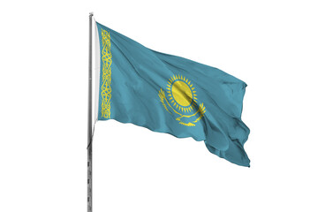 Waving Kazakhstan country flag, isolated, white background, national, nationality, close up