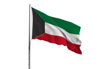 Waving Kuwait country flag, isolated, white background, national, nationality, close up