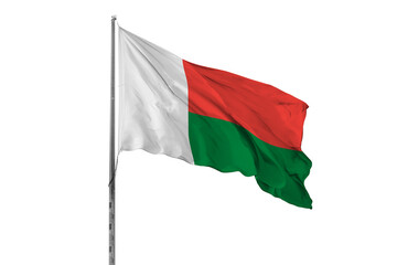 Waving Madagascar country flag, isolated, white background, national, nationality, close up