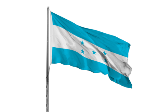 Waving Honduras country flag, isolated, white background, national, nationality, close up - Powered by Adobe