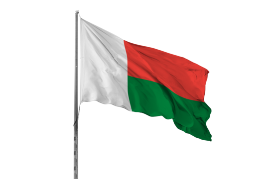 Waving Madagascar country flag, isolated, white background, national, nationality, close up - Powered by Adobe
