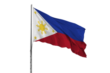 Waving Philippines country flag, isolated, white background, national, nationality, close up
