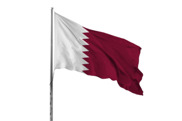 Waving Qatar country flag, isolated, white background, national, nationality, close up