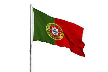 Waving Portugal country flag, isolated, white background, national, nationality, close up
