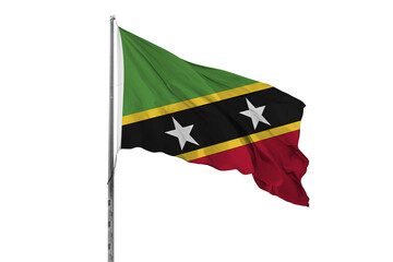 Waving Saint Kitts and Nevis country flag, isolated, white background, national, nationality, close up