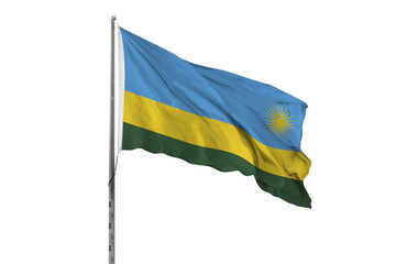 Waving Rwanda country flag, isolated, white background, national, nationality, close up