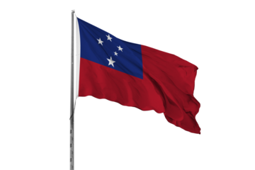 Waving Samoa country flag, isolated, white background, national, nationality, close up