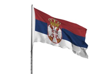 Waving Serbia country flag, isolated, white background, national, nationality, close up