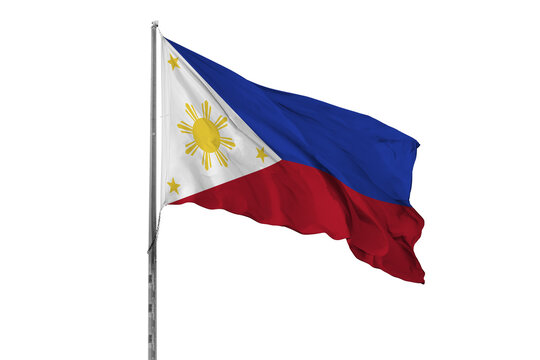 Waving Philippines country flag, isolated, white background, national, nationality, close up