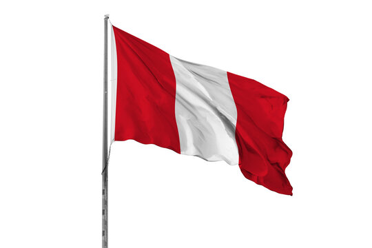 Waving Peru country flag, isolated, white background, national, nationality, close up