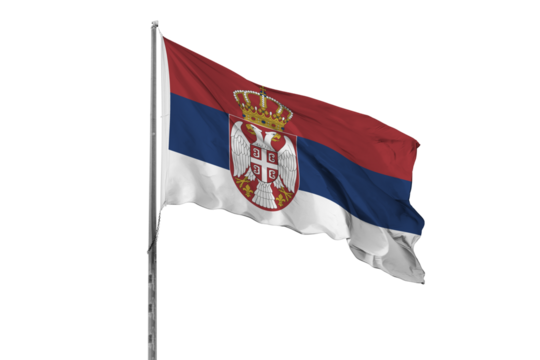 Waving Serbia country flag, isolated, white background, national, nationality, close up