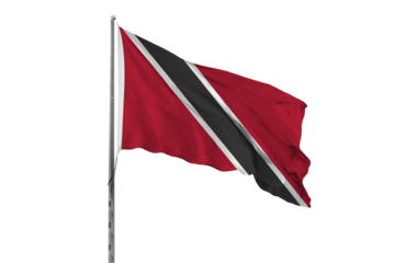 Waving Trinidad and Tobago country flag, isolated, white background, national, nationality, close up