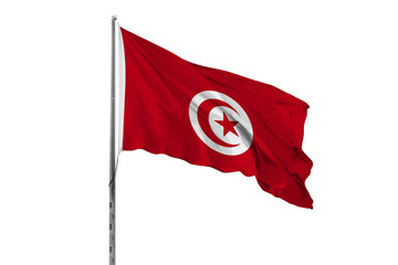 Waving Tunisia country flag, isolated, white background, national, nationality, close up