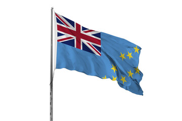 Waving Tuvalu country flag, isolated, white background, national, nationality, close up