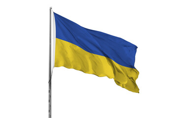 Waving Ukraine country flag isolated white background national nationality close up