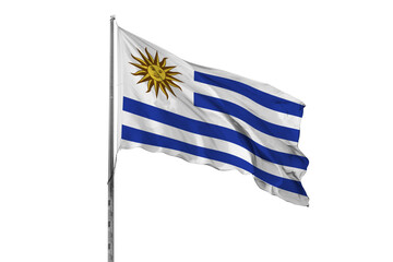 Waving Uruguay country flag, isolated, white background, national, nationality, close up