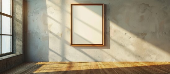 Empty frame and sunlight illuminating a wall