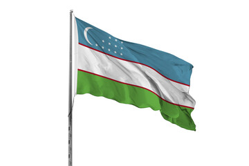 Waving Uzbekistan country flag, isolated, white background, national, nationality, close up