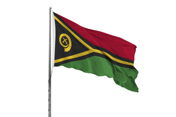 Waving Vanuatu country flag isolated white background national nationality close up
