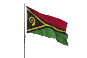 Waving Vanuatu country flag isolated white background national nationality close up