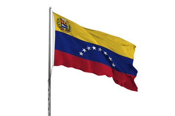 Waving Venezuela country flag, isolated, white background, national, nationality, close up