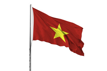 Waving Vietnam country flag, isolated, white background, national, nationality, close up