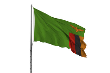 Waving Zambia country flag, isolated, white background, national, nationality, close up