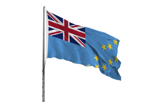 Waving Tuvalu country flag, isolated, white background, national, nationality, close up - Powered by Adobe