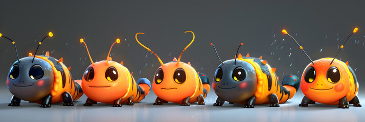  Cute Cartoon Caterpillar Character ,
Cute  caterpillar on white background 3D illustration - obrazy, fototapety, plakaty