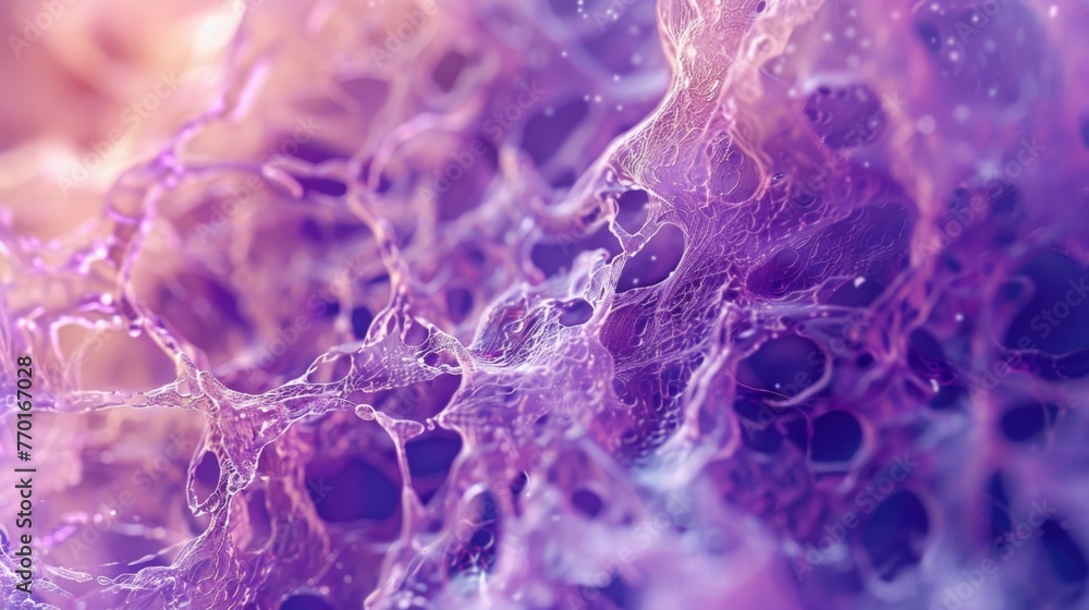 Poster in the third image a piece of connective tissue is seen featuring a matrix of collagen fibers and te