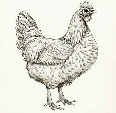 A Chicken line art, whimsical doodles, crisp lines, hand-drawn charm, white background