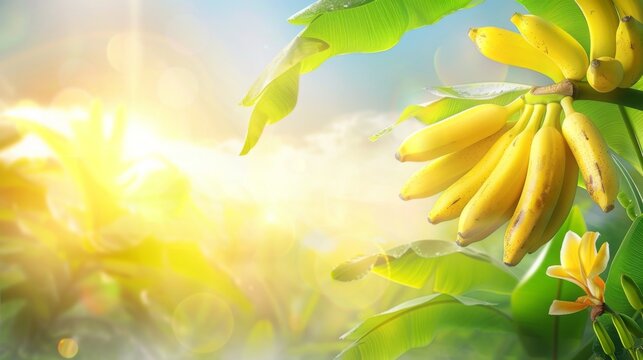 banana or banana plant banana tree or Banana seed on the farm. with copy space image. Place for adding text or design