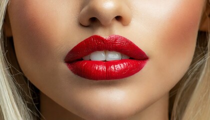 Fototapeta premium close-up of a woman's red lips