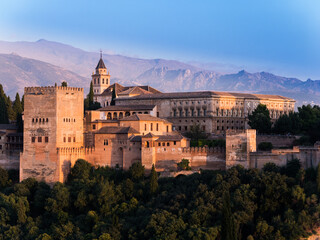 the alhambra palace charles v tower of comares - obrazy, fototapety, plakaty