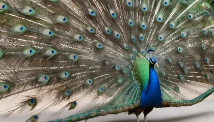 Fotobehang A Peacock With Its Tail Feathers Fanned Out In A D © Kashif