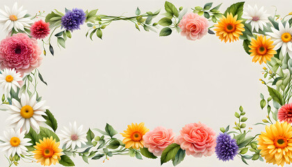 Cinema screenshot image view of animated wreaths and flowers border frame - obrazy, fototapety, plakaty
