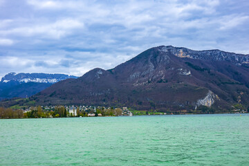 Beautiful landscape view of Annecy Lake. Annecy, Haute-Savoie, France.
