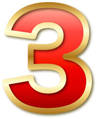 Red and Golden Alphabet number 3