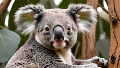 A Koala With Its Fur Patterned Like The Bark Of A